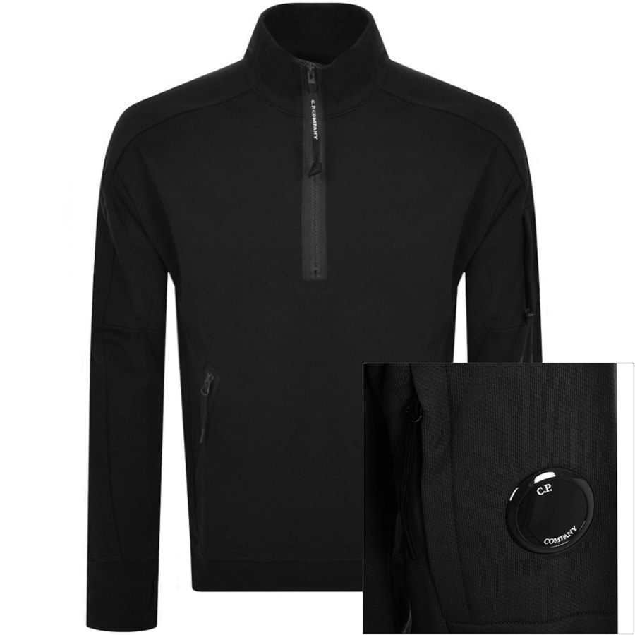 CP Company Half Zip Sweatshirt Black Mainline Menswear